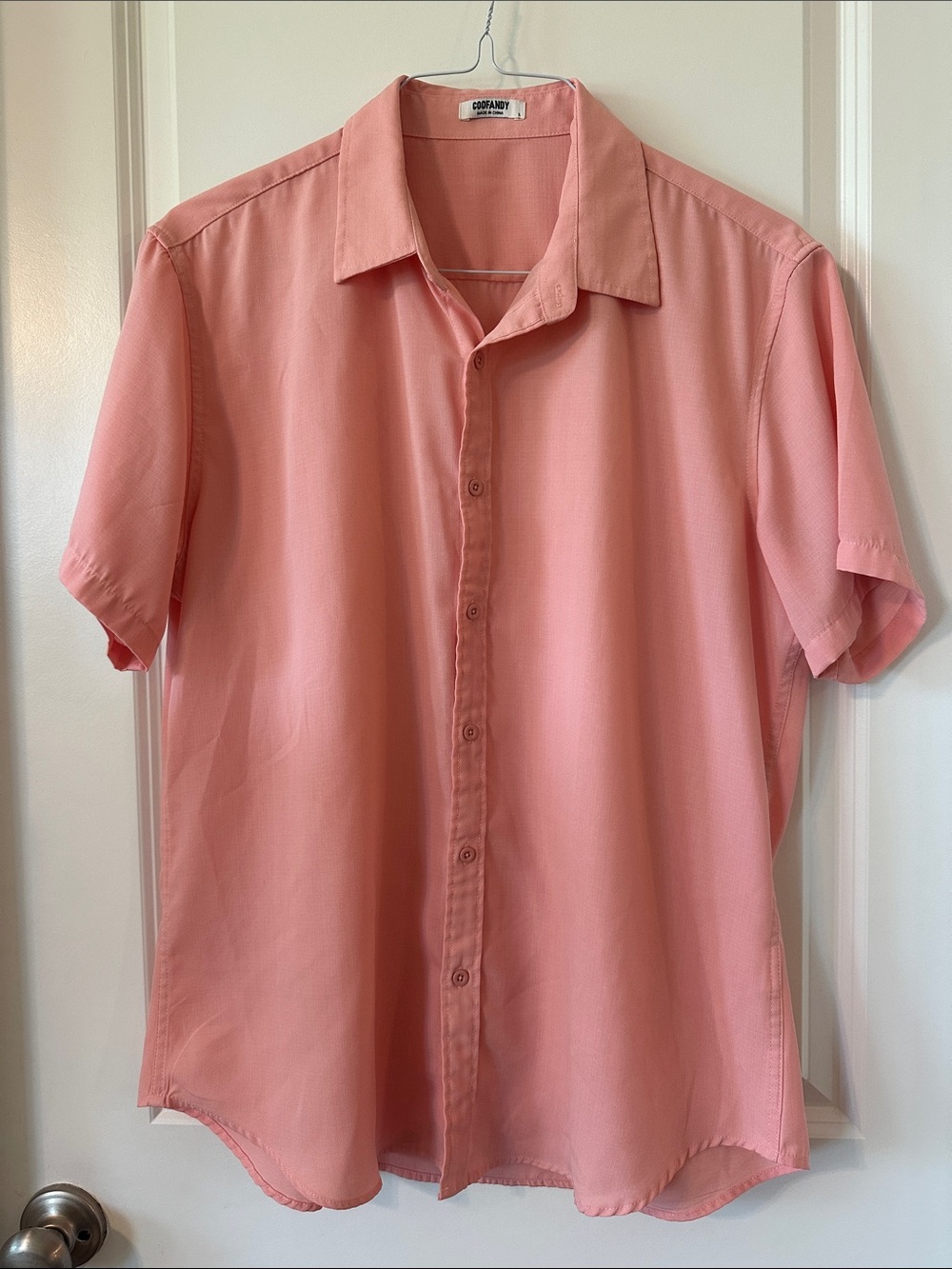 Coofandy Pink Short-Sleeve Button-Down Shirt